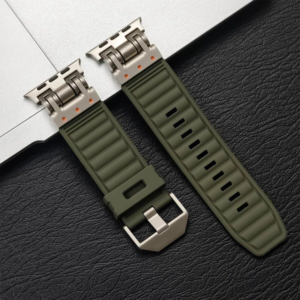 Silicone Sport Band for Apple Watch Ultra2 (49mm, 46mm, 45mm, 44mm) - Compatible with iWatch Series 10/9/8/7/6/5/4/3/2/1 and 42mm Models. Sizes: 42mm, 44mm, 45mm, 46mm, 49mm; Band Colors: Parallel Import