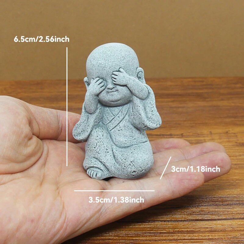 石仏像 小さな僧侶 チベット仏教フィギュア 禅ガーデン ヨガオーナメント 瞑想 ホームアクアリウム装飾 並行輸入品