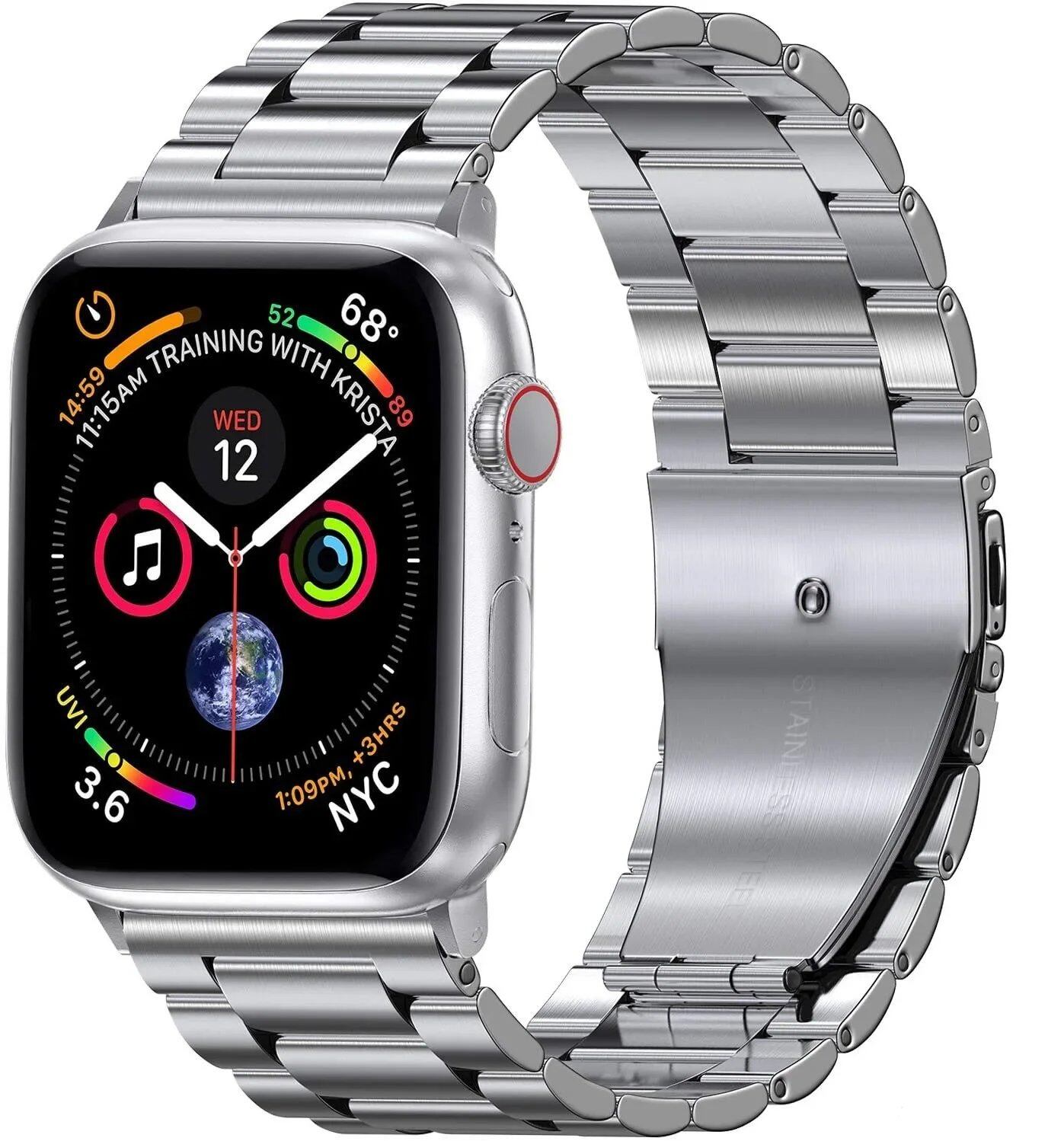 Stainless steel metal strap for Apple Watch, compatible with Ultra/2/9/8/7/6/5/4/3/SE models, sizes 49mm/45mm/44mm/42mm/41mm/40mm, band color: mm, parallel import