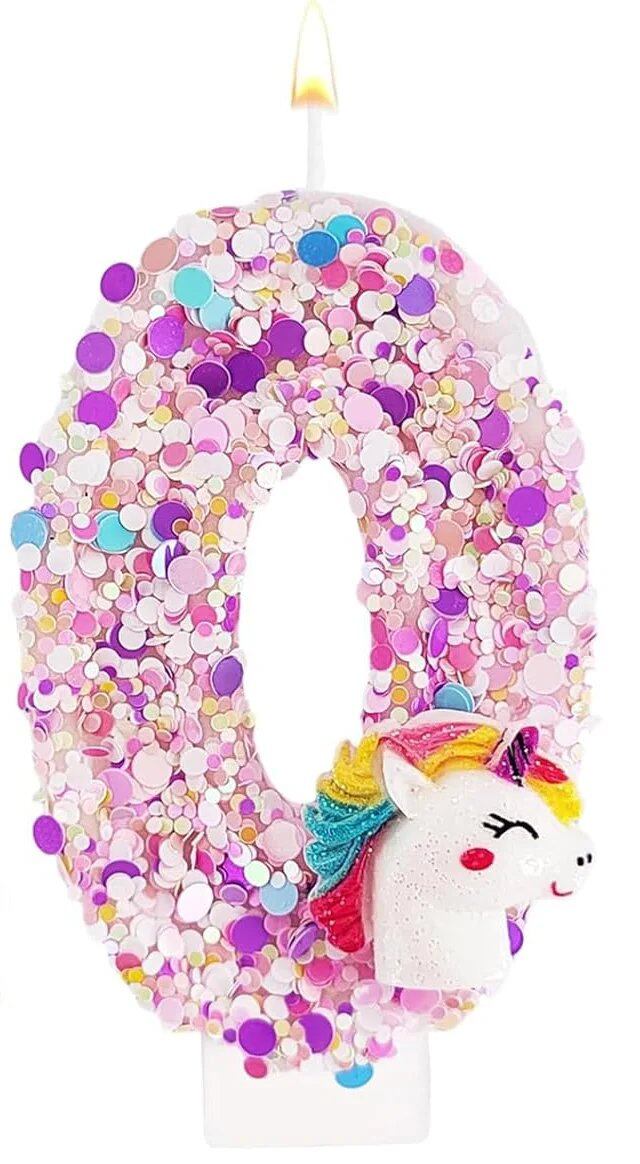 0-9 Number Birthday Candles, Happy Birthday Cake Candles, Unicorn Theme Party Supplies (Parallel Import)
