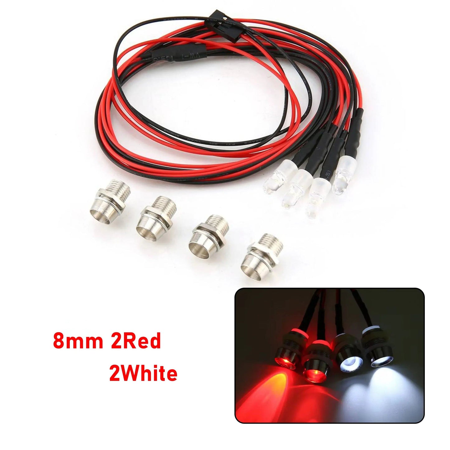 1/10, 1/8, 1/12 Scale RC LED Light Kit with Headlights and Taillights - Compatible with Traxxas, HSP, HPI, MN99, MN90, and WLtoys RC Cars, Trucks, Crawlers, and Drift Cars. Color: Parallel Import