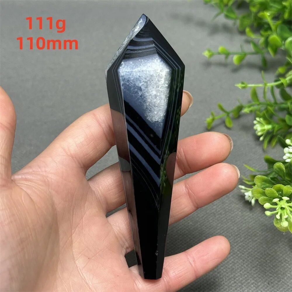 天然ブラックオニキスチップ セプター 超パワー レイキエネルギー チャクラ スピリチュアルヒーリング ウィザード ウィッチクラフト 瞑想 ホームデコレーション ギフト カラー: 並行輸入品