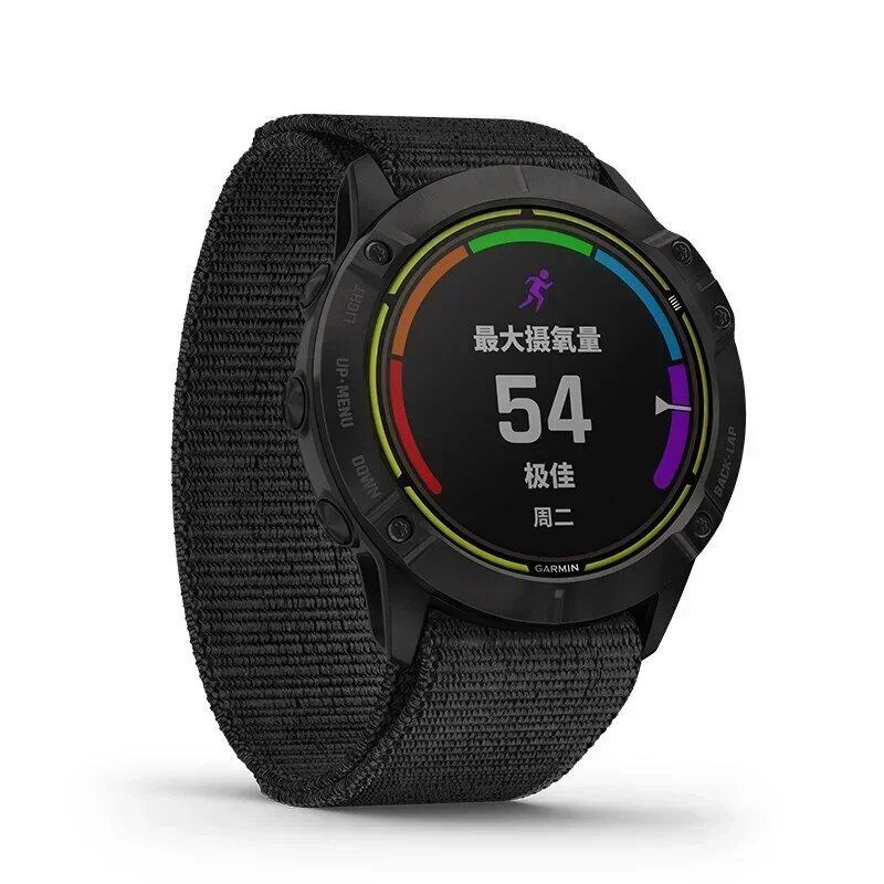 Garmin Fenix 7X/6X Pro/7/7S/6/6S/5X/5/5S Plus/Venu 2 Plus用 20 22 26mm ナイロン ウォッチバンド フックアンドループ 速乾ストラップ バンドカラー:mm 並行輸入品