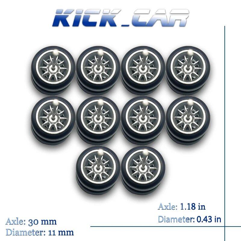1/64 Scale 10-Spoke Wheel Set with Fixed Rubber Tires for Diecast Model Cars, Hot Wheels Modification Parts (5 Sets for 5 Cars), Color: MMW, Parallel Import