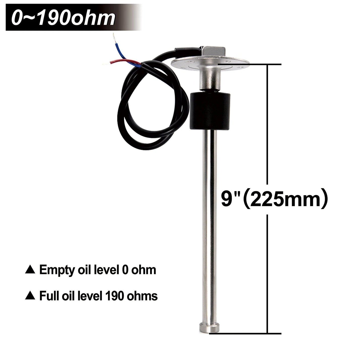 0-190 Ohm Stainless Steel Fuel Level Sensor/Water Level Sensor, A5, for Cars, Boats, and Water Tanks, Color: mm Sensor, Parallel Import