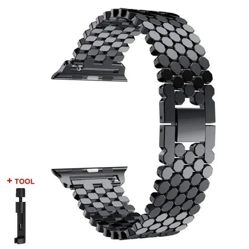 Stainless steel band for Apple Watch, 45mm, 42mm, 40mm, 41mm, 44mm, metal strap, compatible with iWatch Ultra 2/Series 9/8/7/6/SE/5, bracelet, band color: mm; Ships from: Parallel import