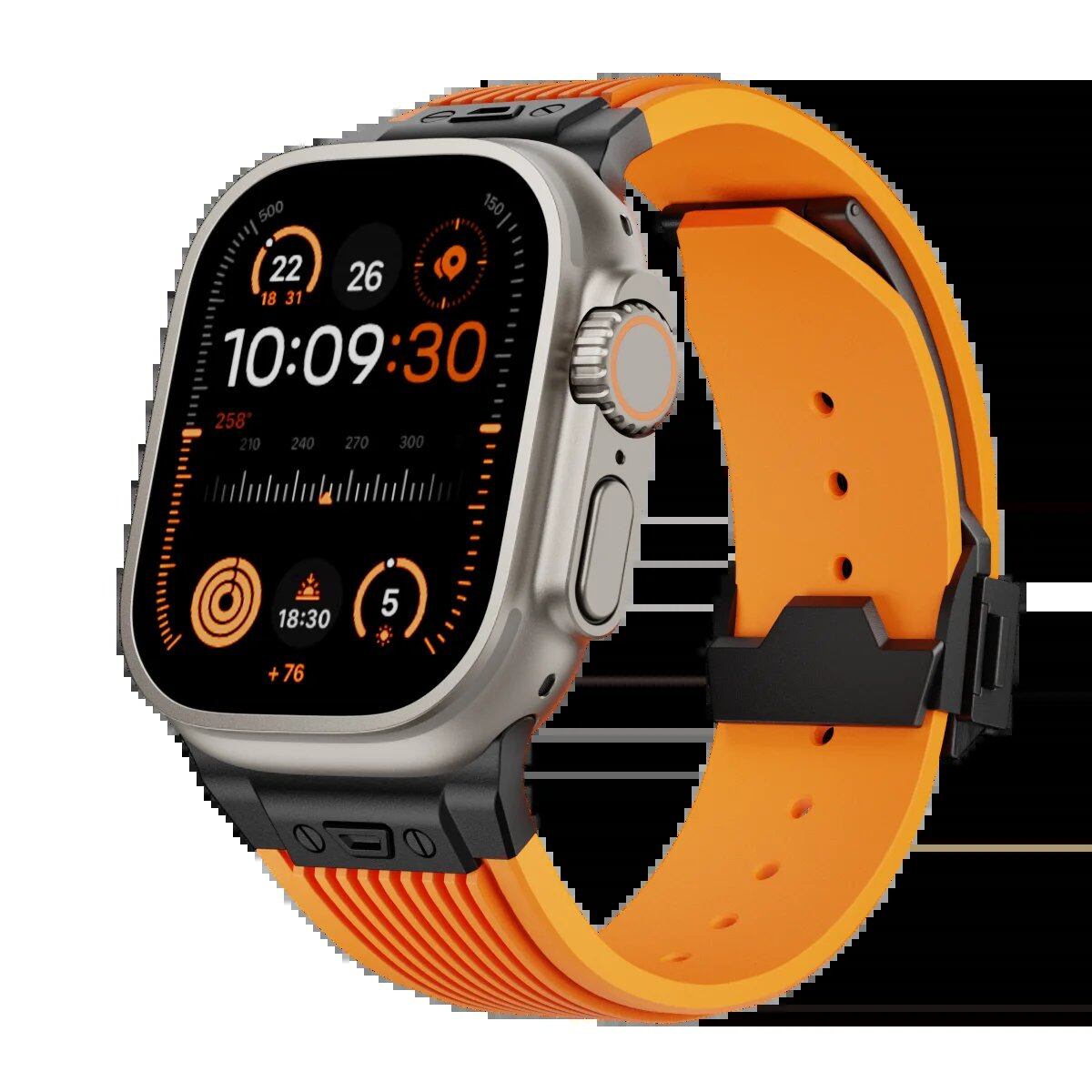 Silicone Sport Strap for Apple Watch Ultra 2/1 (49mm), Series 9/8/7 (45mm/44mm) - Rubber Band Bracelet for iWatch 6/5/4/3 and SE (44mm/42mm). Band Color: mm; Ships from: Parallel Import