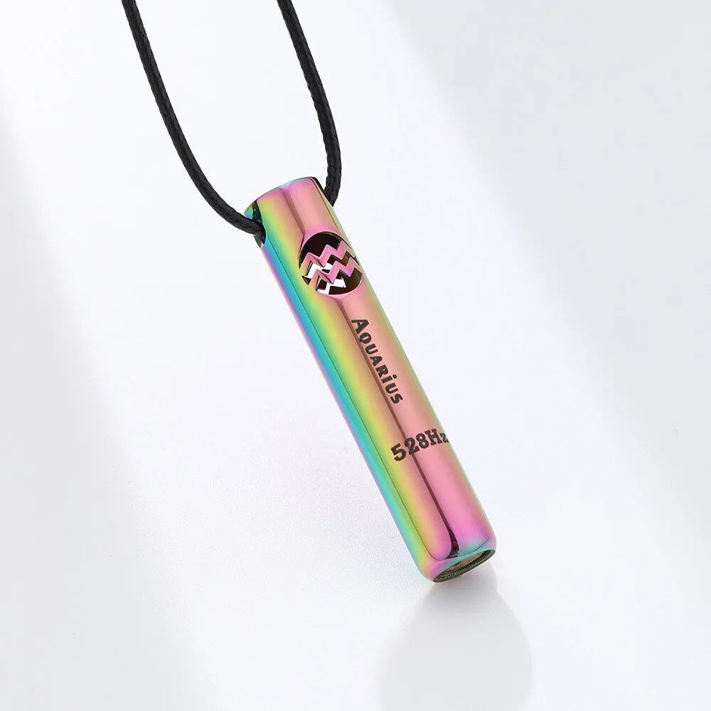 Stainless Steel Meditation & Mindfulness Bracelet Pendant with 12 Zodiac Signs, Stress Relief, Anxiety Relief, and Whistle, Sports Necklace, Metal Color: Black, Parallel Import