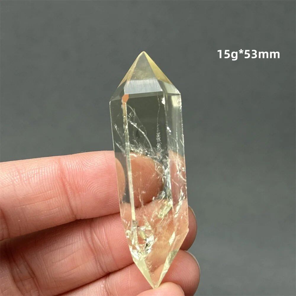 Natural Clear Citrine Double Tip Energy Bar, Reiki Healing Crystal Point, Garden Home Decor, Meditation, Spiritual Color, Parallel Import