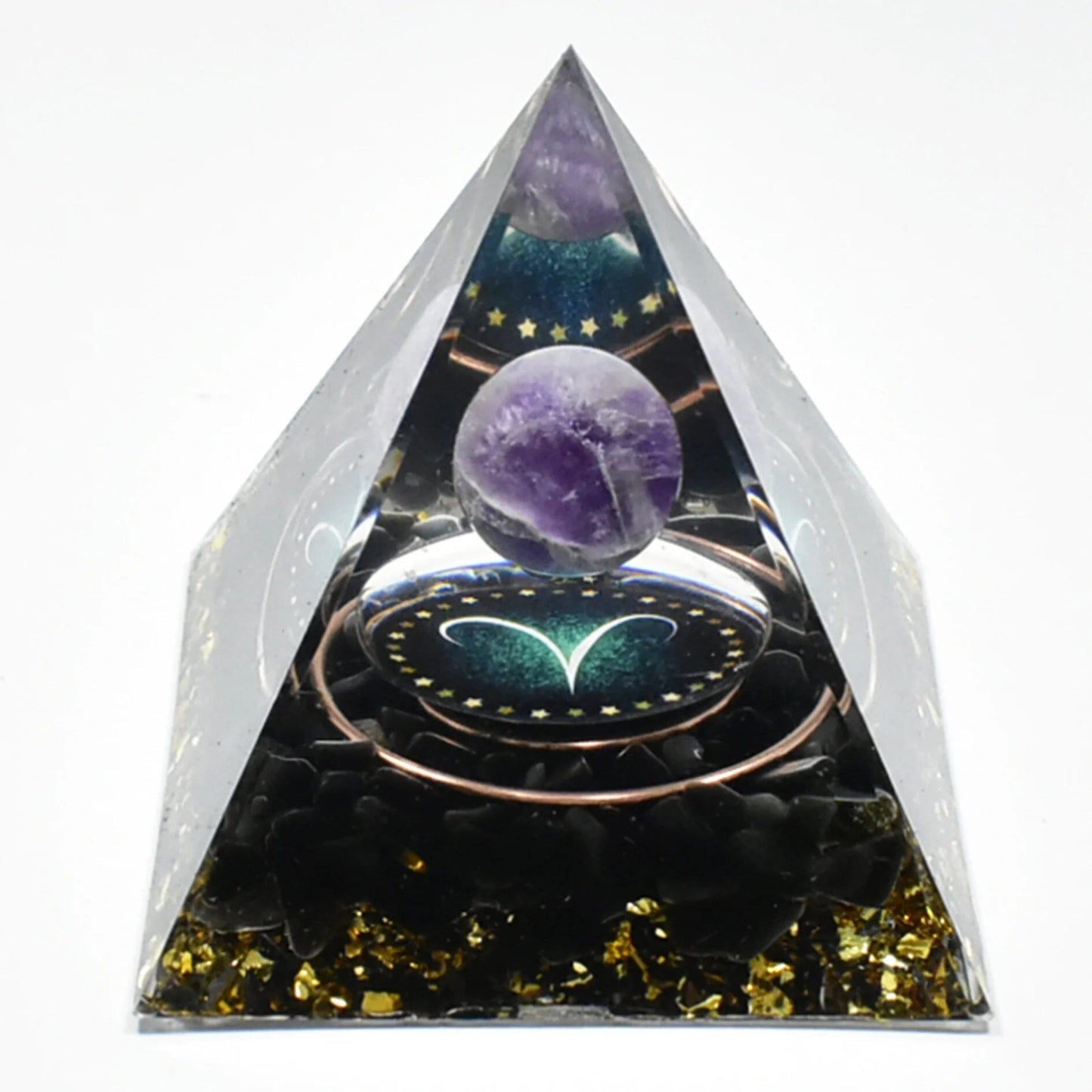 12 Zodiac Signs Orgonite Pyramid, 5cm, Horoscope Healing, Natural Quartz Crystal, Lucky Energy, Chakra, Reiki, Orgonite, Power Stone, Birthday Gift, Parallel Import