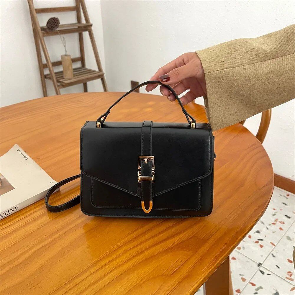 PU Leather Messenger Shoulder Bag for Women, Fashion Handbag, Simple Solid Color, Lightweight Crossbody Bag, Leisure Sling Bag, Parallel Import