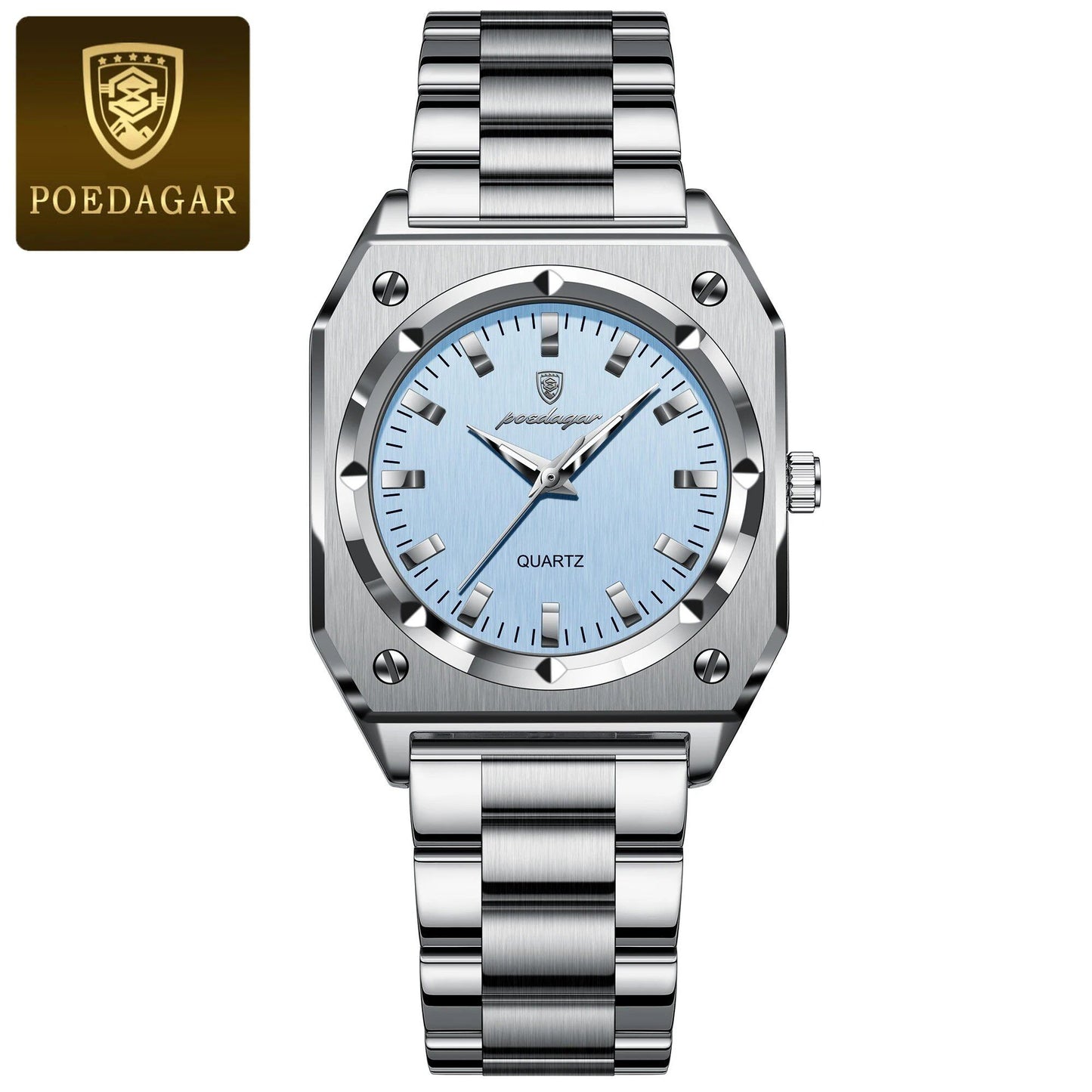 POEDAGAR Luxury Elegant Square Women's Watch, Waterproof, Luminous, Stainless Steel Quartz Movement, Gift Box Included, Color: 788, Parallel Import