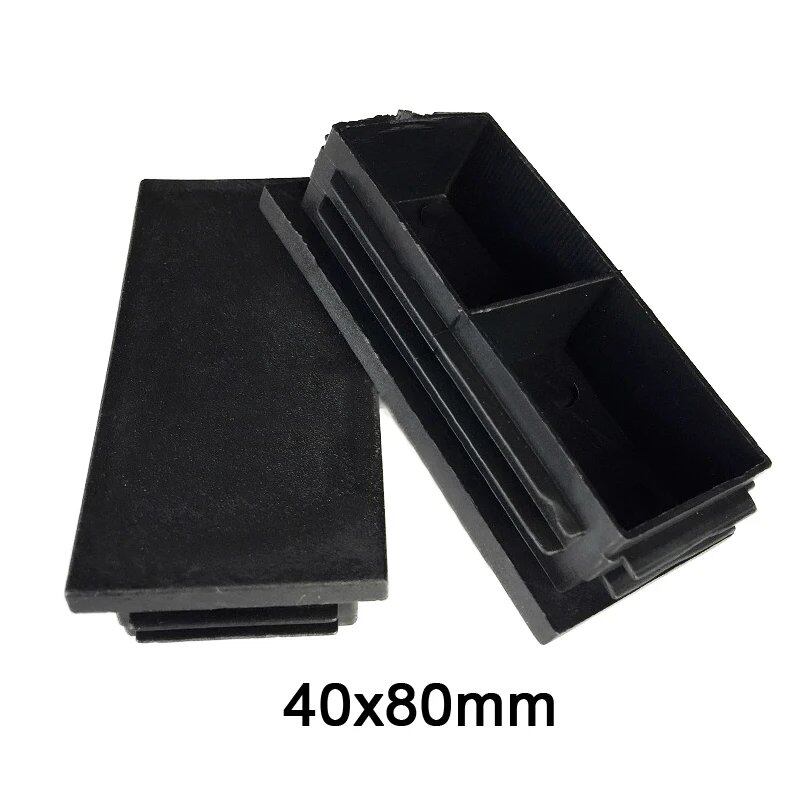 Set of 1, 2, 5, or 10 40x80mm Plastic Blank End Caps for Tubes and Pipes, Black, Insert Plugs, Steel Leg Stoppers, Size: 40mm x 80mm, Parallel Import