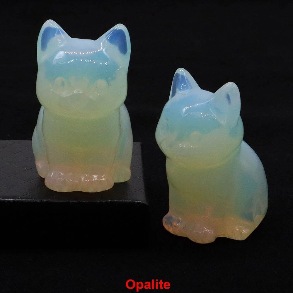 1.8-inch Natural Stone Cat Figurine, Handmade Animal Sculpture, Healing Crystal Amethyst, Craft, Chakra Meditation, Home Decor, Gift, Size: 1 Piece; Parallel Import