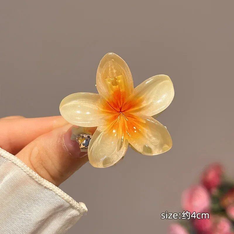 1/6 Hawaiian Gradient Hair Clips, Flower Hair Claws, Small Hair Accessories, Hairpins, Crab Barrettes, Women's, Parallel Import