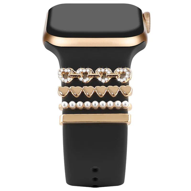 Diamond Jewelry-Embossed Band for Apple Watch Ultra 2, 9, 8, and 7, Compatible with Samsung and Huawei, 20/22mm Bracelet Strap, Band Color: ; Ships from: Parallel Import