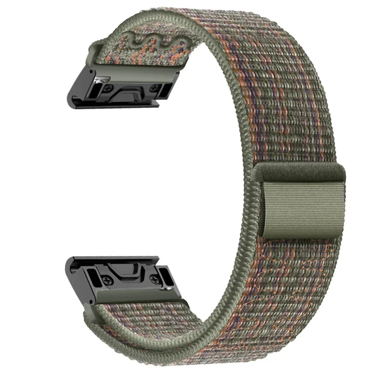 Compatible with Garmin Fenix 7X, 7 Pro, 6X, 6, 5X, 5Plus, Tactics 7, Forerunner 965, 955, and Enduro 2. 22mm/26mm nylon loop band with quick-fit strap. Band color: mm. Ships from: Parallel import.