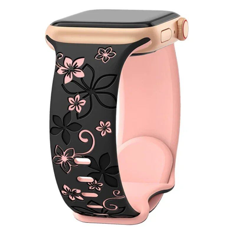 Engravable Silicone Band for Apple Watch, Compatible with 40mm, 44mm, 41mm, 49mm, 45mm, 38mm, and 42mm iWatch Series 9/7/SE/6/5/4/8/Ultra, Band Color: 0mm, Parallel Import