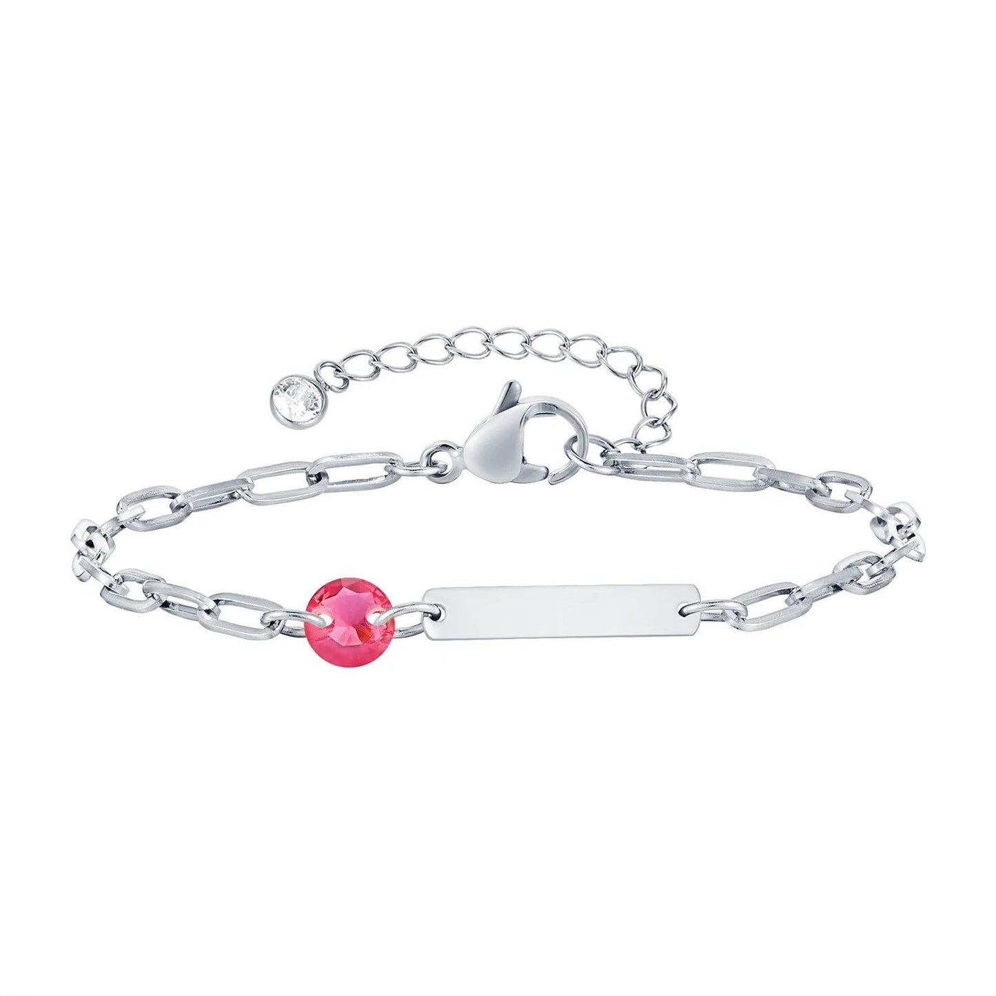 Vnox Zodiac Birthstone Bracelet for Women and Girls, Stainless Steel Rectangular Chain Bracelet with Personalization, Birthday Gift, Metal Color: BR-2085, Parallel Import