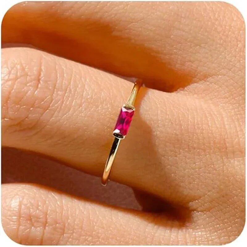Sparkling 12-Color Birthstone Ring, Stainless Steel, Gold Plated, Zircon, Zodiac Sign, Women's Jewelry, Birthday Gift, Parallel Import