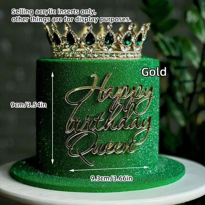 Set of 1, 3, or 5 Acrylic Birthday Queen Gold Cake Topper for Happy Birthday Party Side Cake Decorations. Size: Parallel Import.