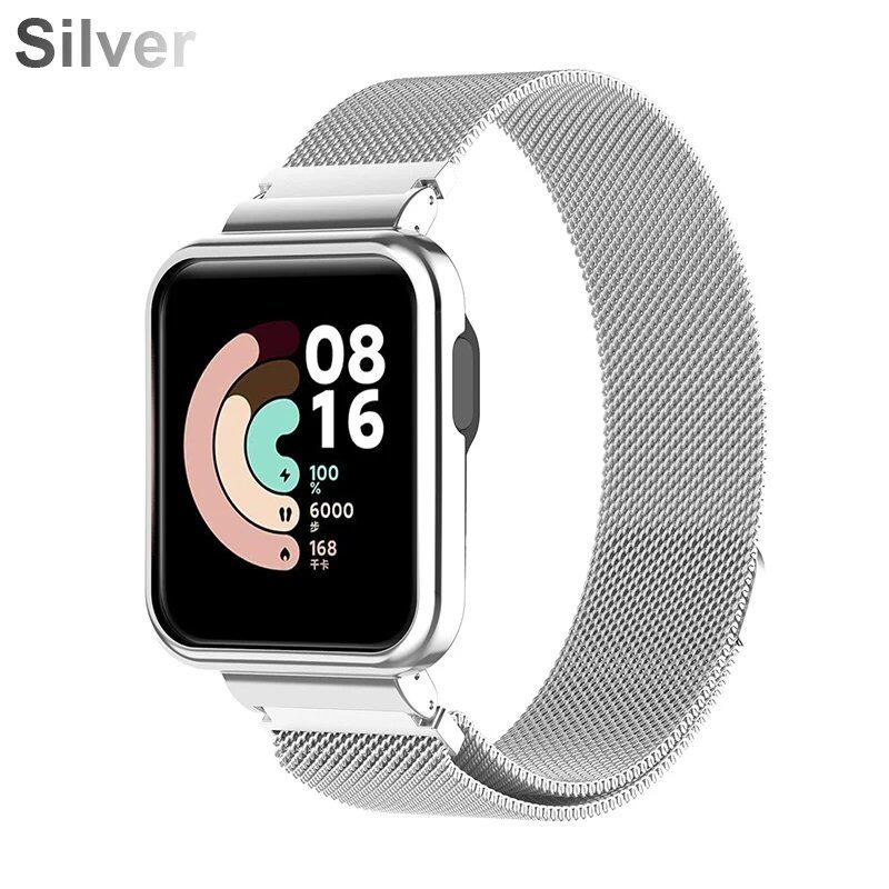 「Xiaomi Mi Watch Lite / Redmi Watch 2 / 3 Active 対応 金属ストラップ バンド - ケースプロテクター&マグネットループ付き 交換用ブレスレット」 サイズ:ストラップ 並行輸入品