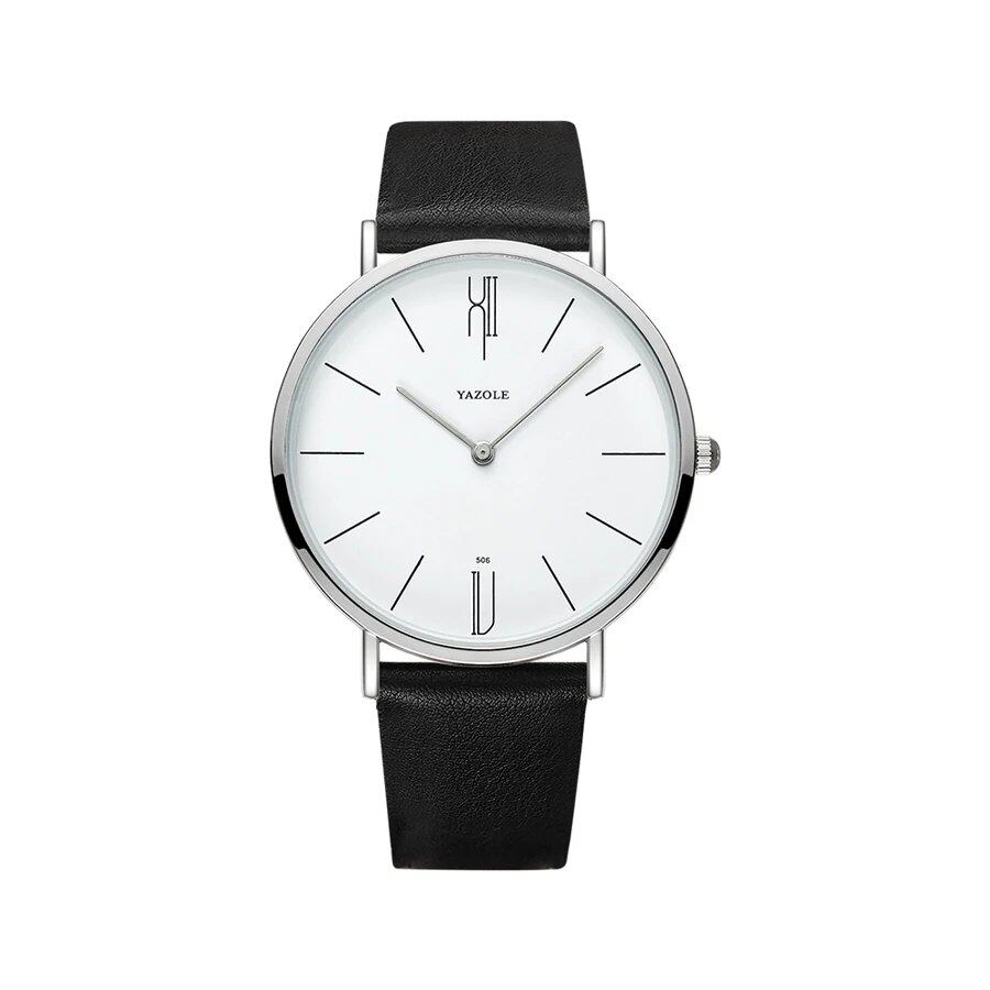 Yazor Top Brand Luxury Men's Watch, Leather Quartz Movement, Business Wristwatch, Casual Clock, Men's Relogio Masculino, Color: Black, Parallel Import