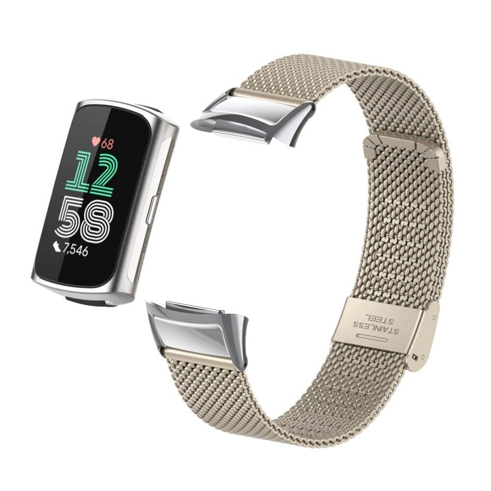 Stainless Steel Metal Strap Bracelet Replacement Smartwatch Band for Fitbit Charge 5/6, Band Color: Black, Band Width: Parallel Import