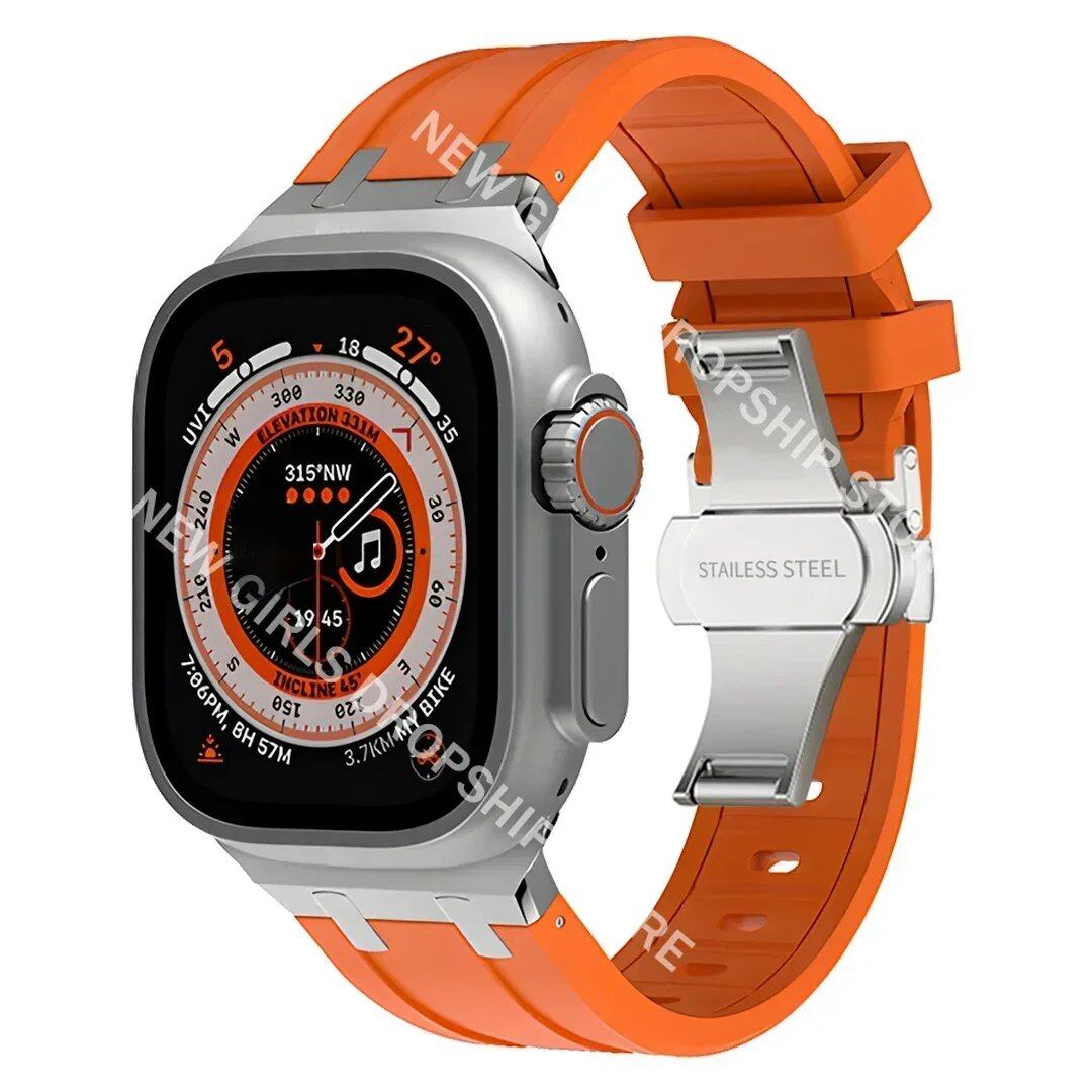Soft Silicone Strap for Apple Watch Ultra 2/1, Series 10/9/8/7 (49mm/46mm/45mm) - Compatible with iWatch 6/5/4/SE (44mm) - Men's Rubber Band. Band Colors: 46mm, 44mm, 45mm, 49mm. Parallel Import.