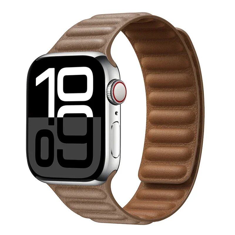 Apple Watch Leather Strap, Magnetic Loop Link Bracelet for iWatch Series 10/9/8/7/6 (45mm, 46mm, 42mm, 44mm, 40mm, 49mm) - Official Website, Band Color: mm, Parallel Import