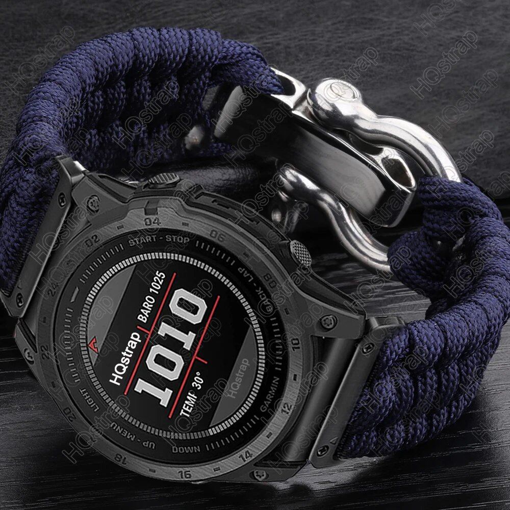 Garmin Tactics 7 Pro, Fenix 7, 6X, 6 Pro, 5X, 5 Plus, 3HR compatible sports braided nylon strap, 26mm, 22mm, 20mm adjustable, Garmin watch band size: 155-165-170mm length; band color: Parallel import