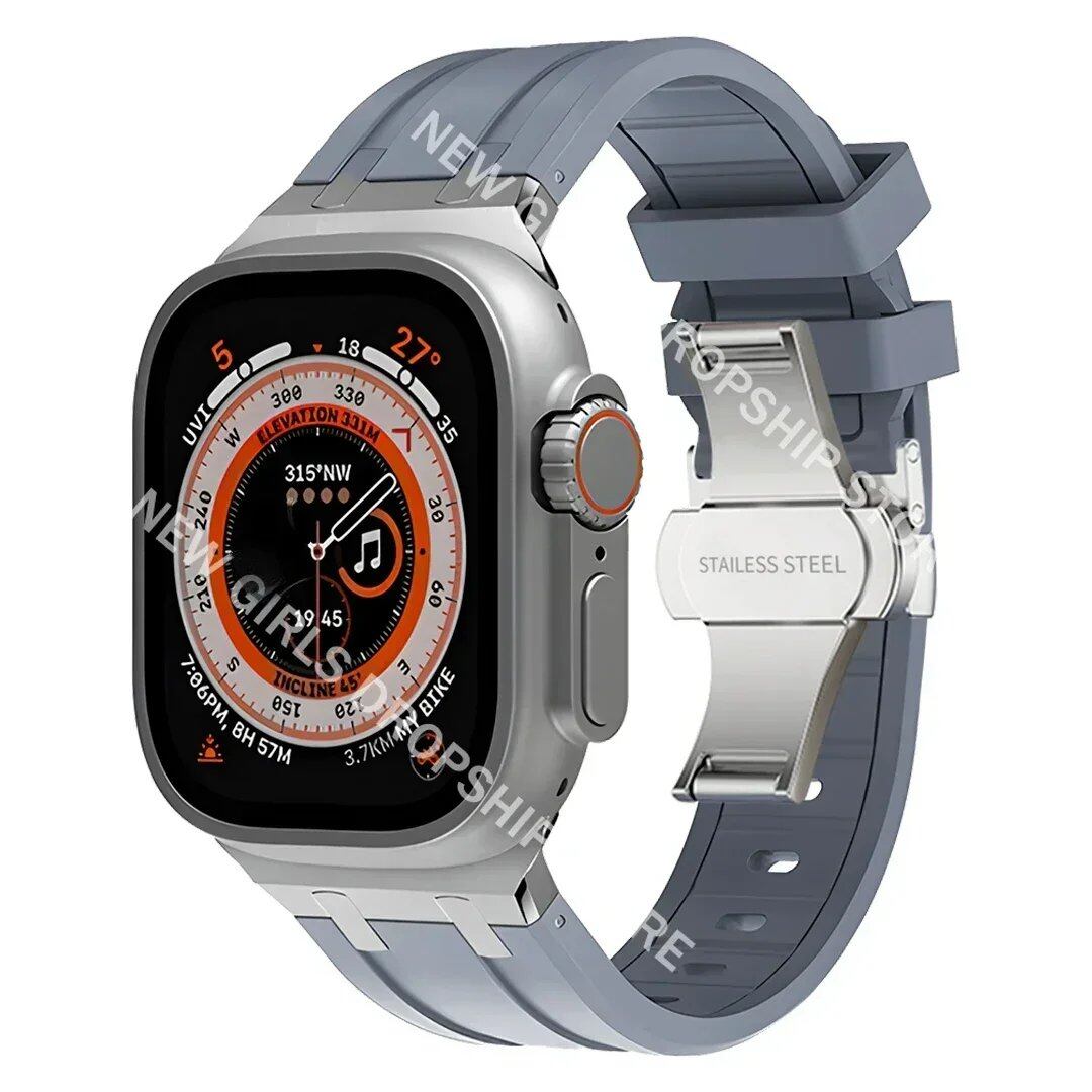 Soft Silicone Strap for Apple Watch Ultra 2/1, Series 10/9/8/7 (49mm/46mm/45mm) - Compatible with iWatch 6/5/4/SE (44mm) - Men's Rubber Band. Band Colors: 46mm, 44mm, 45mm, 49mm. Parallel Import.