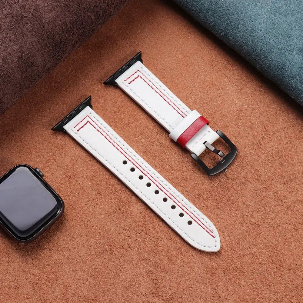 Apple Watch Leather Strap, Band, 46mm, 44mm, 45mm, 49mm, 41mm, 42mm, Accessories, Compatible with iWatch Series 5, 6, SE, 7, 8, Ultra, 9, 10, Band Color: mm, Parallel Import