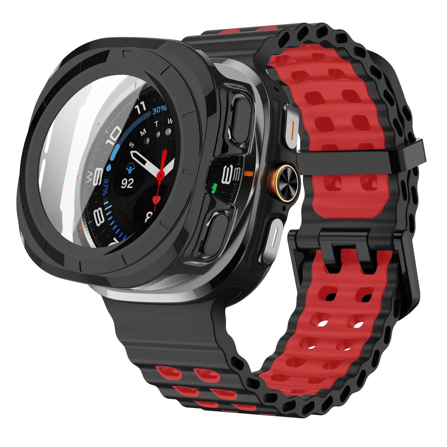 Samsung Galaxy Watch Ultra 47mm Sport Silicone Band, Marine Band + Case, Watch Band Accessory, Color: Compatible with Ultra 47mm Dial Diameter, Parallel Import