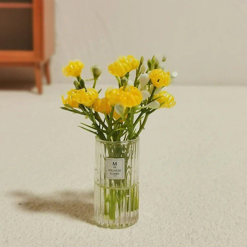 1/12スケール ドールハウス用 ミニチュア観葉植物 盆栽 フェイクフラワーバスケット ドールアクセサリー ミクロランドスケープ 情景モデル 並行輸入品