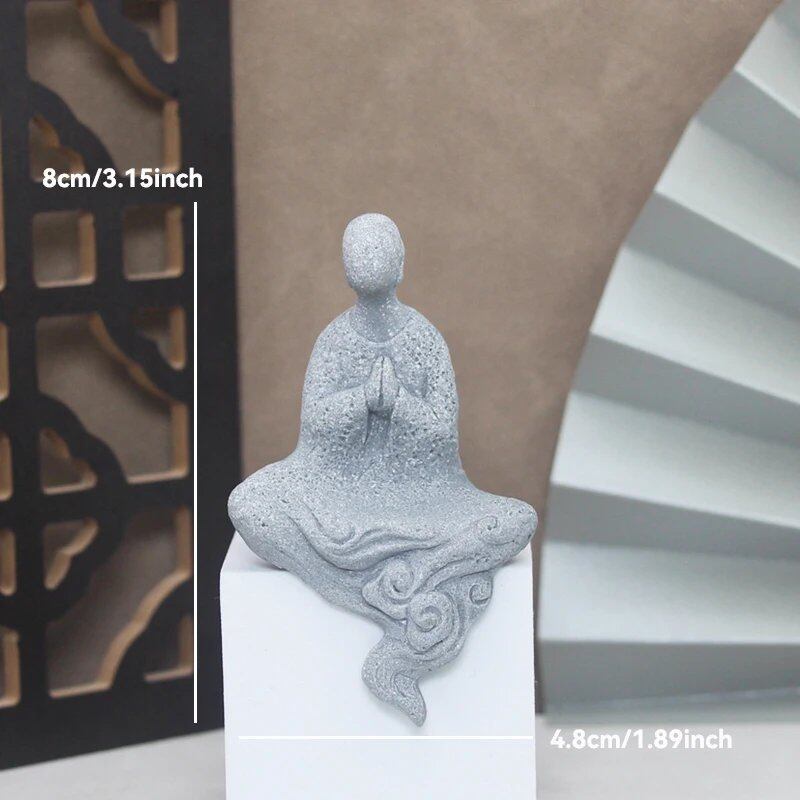 仏像ストーン彫刻 小さな僧侶 チベット仏教フィギュア 禅ガーデンオーナメント 瞑想 ホームアクアリウム装飾 並行輸入品