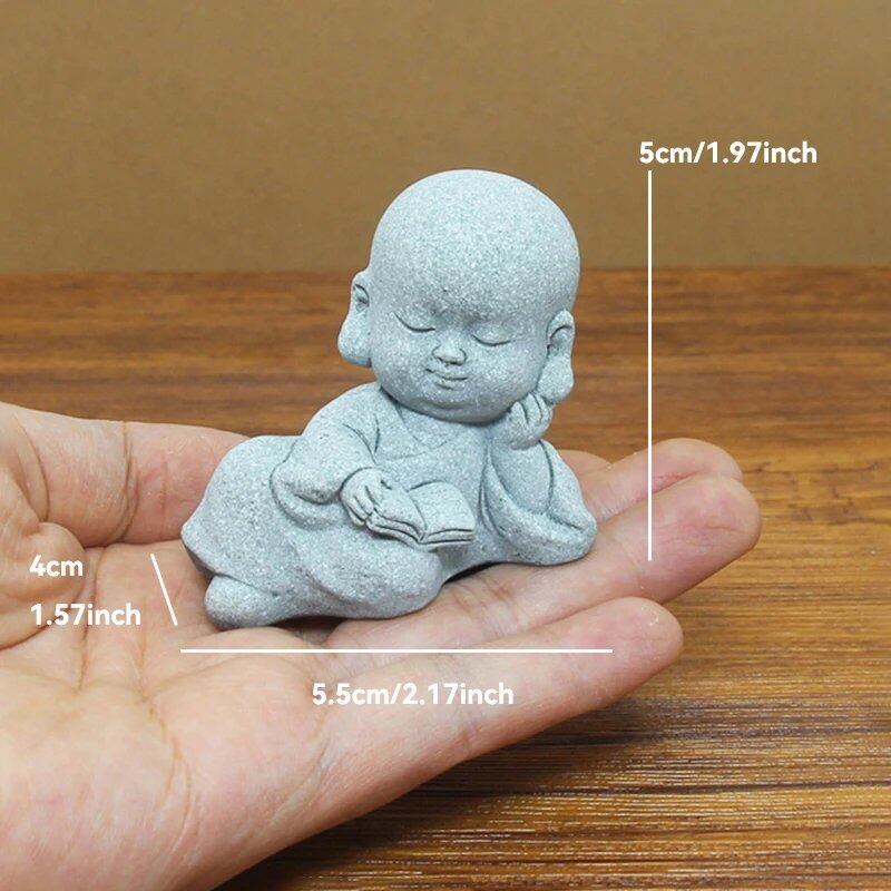 石仏像 小さな僧侶 チベット仏教フィギュア 禅ガーデン ヨガオーナメント 瞑想 ホームアクアリウム装飾 並行輸入品