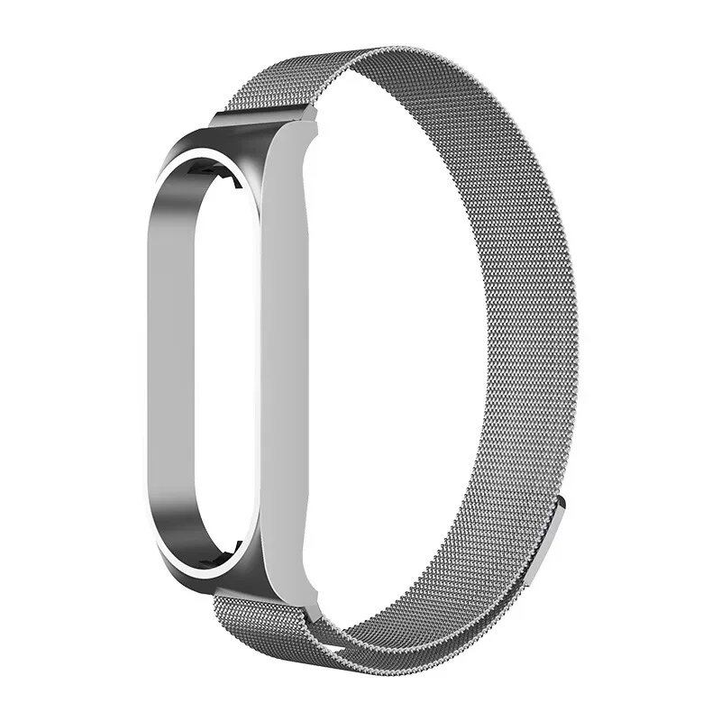 Milanese Loop Strap Compatible with Xiaomi Mi Band 7/6/5/4/3, Stainless Steel Magnetic Bracelet, Metal Wristband for Mi Band 4/3, Size: Mi, Parallel Import