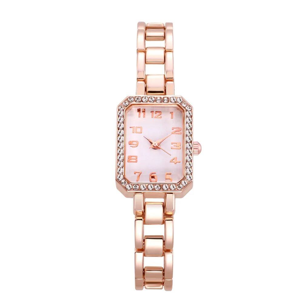 New Luxury Women's Watch, Simple Square Design, Full Diamond Digital Quartz Movement, Gold Stainless Steel Bracelet, Dress Watch; Ships from: Parallel Import