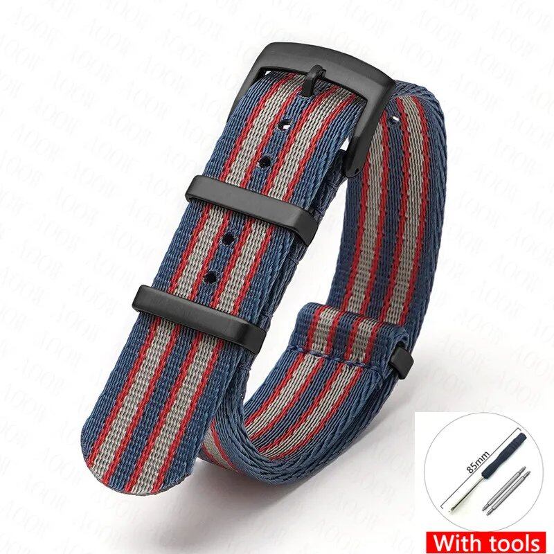Nylon Strap for Omega Moonwatch, Speedmaster, and Seamaster 300 - Seiko 18mm, 20mm, 22mm, and 24mm Men's Sports Canvas Watch Bracelet, Band Color: mm, Parallel Import