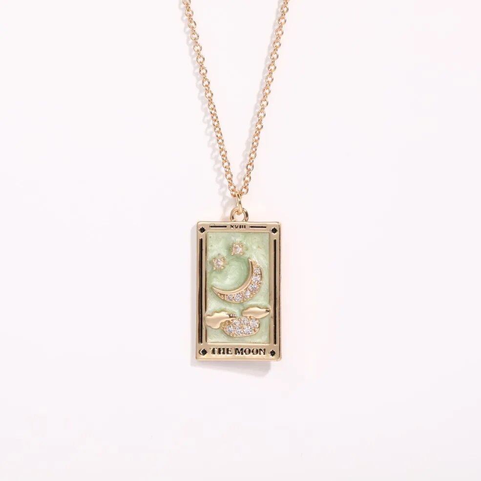 Delicate Tarot Necklace - Tarot Card Charm Pendant for Men and Women, Spiritual Jewelry, Birthday/Anniversary Gift, Metal Color: Parallel Import