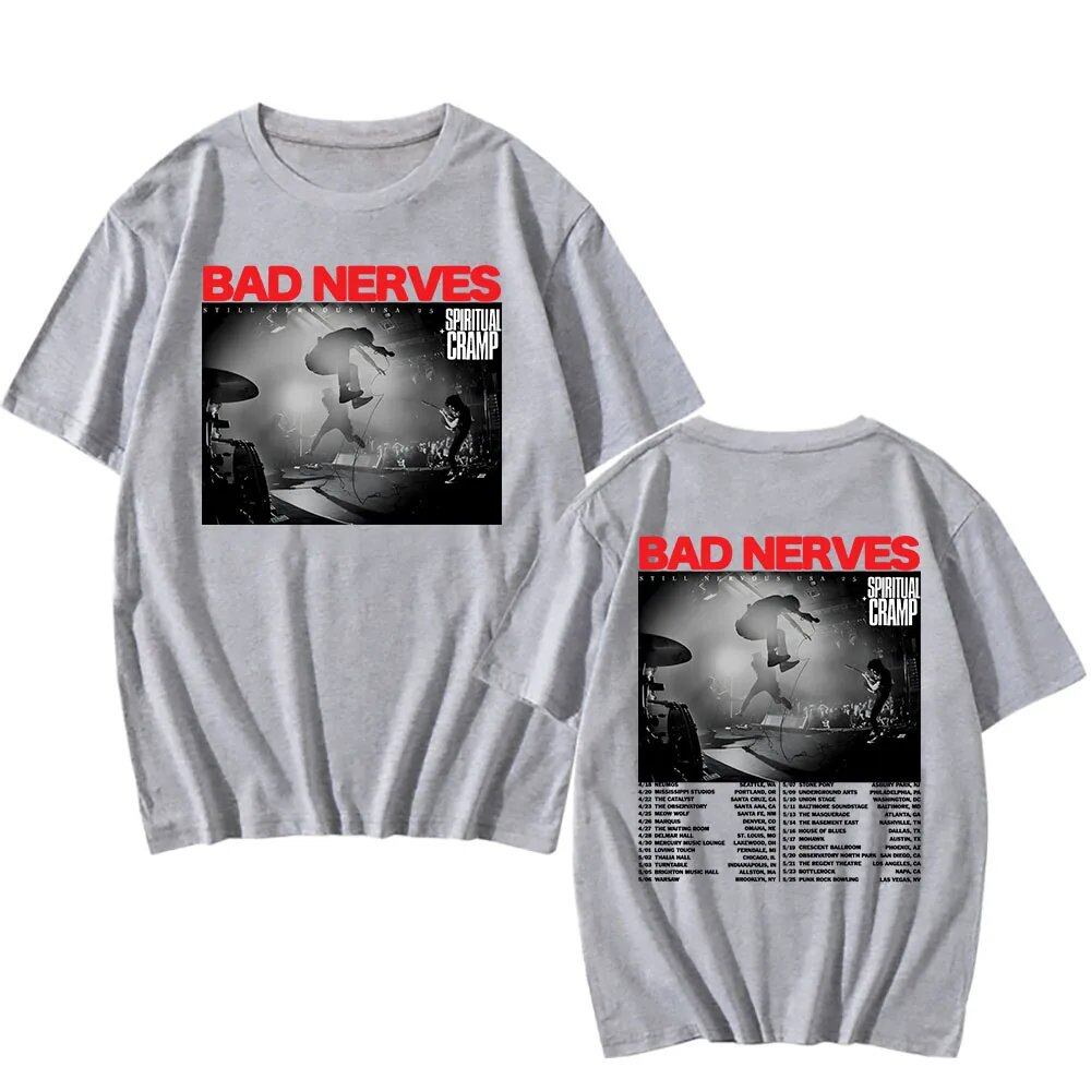 BAD NERVES "Still Nervous Tour 2025" T-Shirt, Spiritual Crump, Hip Hop, Unisex, Streetwear, Grunge, Fashion, Graphic T-Shirt, Men's Apparel, Size: Parallel Import