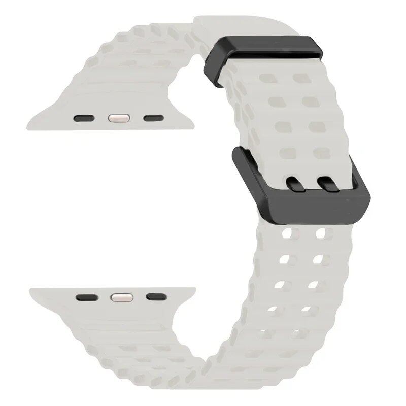 Silicone Ocean Strap for Apple Watch Ultra 2, 49mm, 45mm, 44mm, 42mm, 38mm, 41mm, and 40mm, compatible with iWatch Series 10/9/8/7/SE/5/4/3. Correa sizes: 42mm, 44mm, 45mm, and 49mm. Band colors: Parallel import.