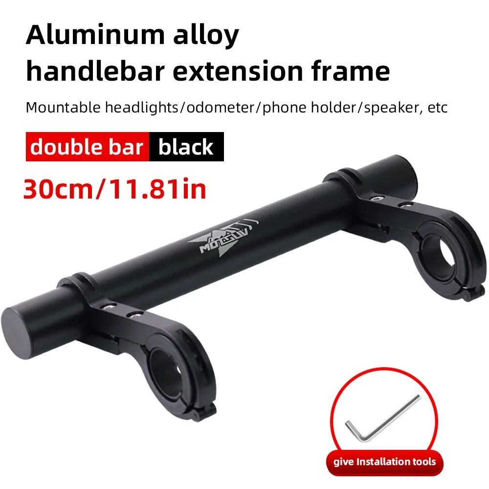 10/20/30cm Bicycle Handlebar Extension Bracket MTB Headlight Mount Extension Bar Road/Mountain Bike Handlebar Extender Parts 0cm Parallel Import