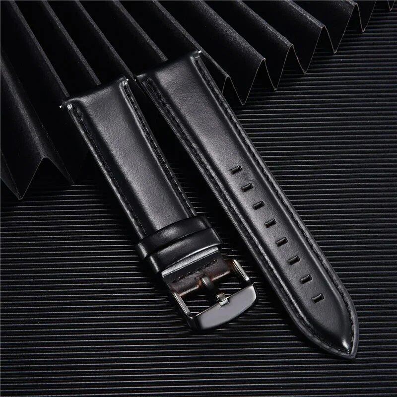 Quick Release Leather Watch Band, 18mm, 20mm, 22mm, Business Watch Strap, Black, Brown, Soft Bracelet, Watch Accessories, Band Color: mm, Parallel Import