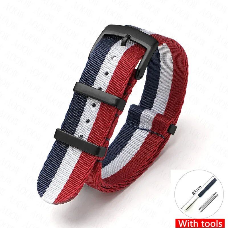 Nylon Strap for Omega Moonwatch, Speedmaster, and Seamaster 300 - Seiko 18mm, 20mm, 22mm, and 24mm Men's Sports Canvas Watch Bracelet, Band Color: mm, Parallel Import
