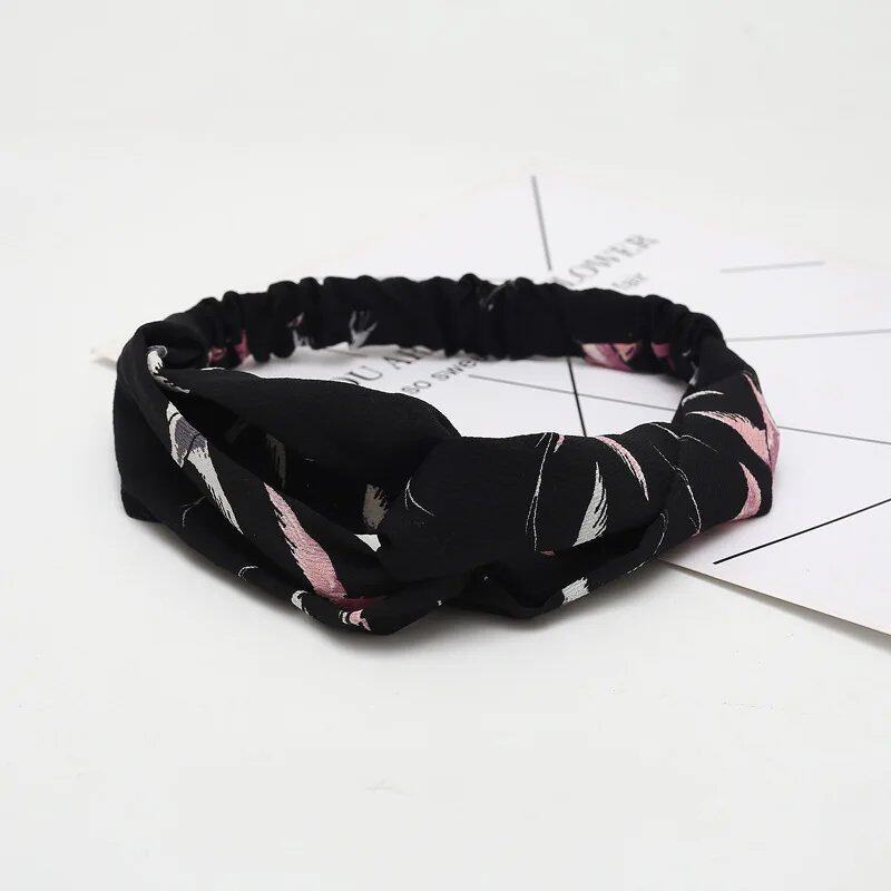 Women's Summer Bohemian Print Headband, Retro Cross Turban, Bandage Bandana, Hair Accessory, Head Wrap, Parallel Import