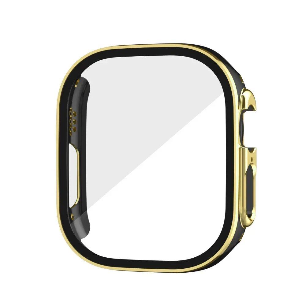 Tempered Glass Case for Apple Watch Ultra 2 (49mm), Screen Protector Frame Cover, Compatible with iWatch Ultra 49mm, Tempered Glass Protection, 49mm Accessories, Color: Black; Shipped from: Parallel Import