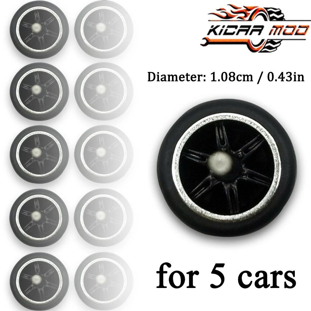 1/64 Scale 6-Spoke Wheel Set with Fixed Rubber Tires for Diecast Model Cars, Hot Wheels Modification Parts (5 Sets for 5 Cars), Color: MMW, Parallel Import