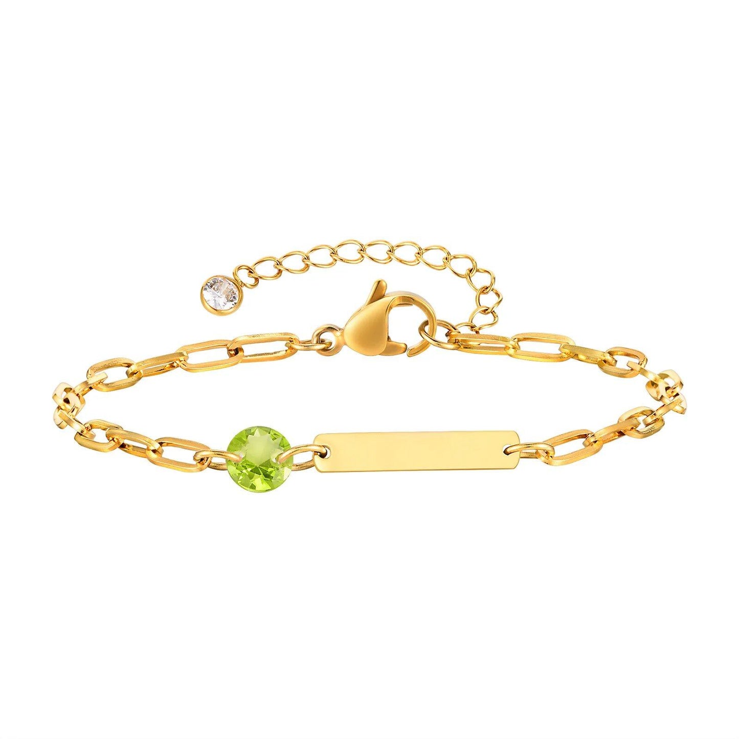 Vnox Zodiac Birthstone Bracelet for Women and Girls, Stainless Steel Rectangular Chain Bracelet with Personalization, Birthday Gift, Metal Color: BR-2085, Parallel Import